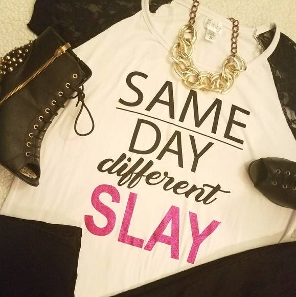 Tops - ☀Same day different Slay tee☀ final price ⬇️